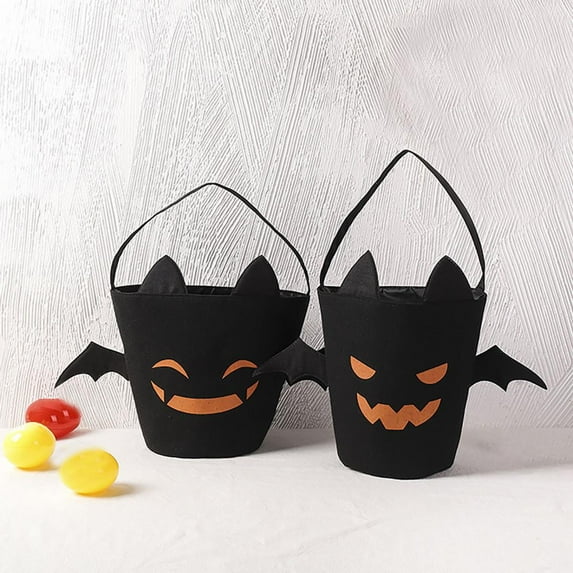 Trick or Treat Bags Bat Candy Bucket Reusable Canvas Bag Party Gifts for Kids Bucket Large
