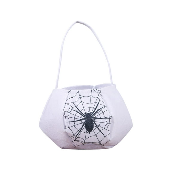 Halloween Trick or Treat Bags Candy Basket Tote, Spiders Web Gift Bucket for Fright Horror Halloween Party Favor Supplies