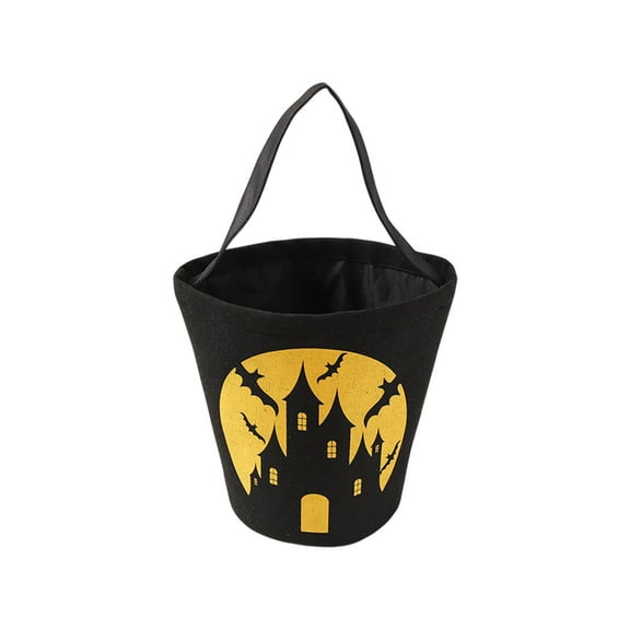 Halloween Trick or Treat Bags - Cute Candy Buckets & Tote Candy Bags with Handle for Halloween Parties, Black