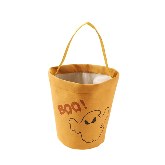 Halloween Trick or Treat Bags - Cute Candy Buckets & Tote Candy Bags with Handle for Halloween Parties, Orange