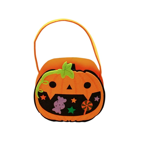 Halloween Trick or Treat Bags Felt Pumpkin Shaped Candy Goodie Tote Reusable Non-woven Gift Bags for Summer Halloween Party Supplies Favors