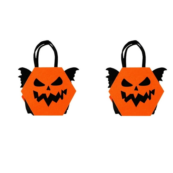 Halloween Trick or Treat Basket Handmade Candy Bags with 3D Plush Halloween Characters for Halloween Trick or Treat Grocery Shopping Party 2PC