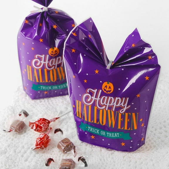 Halloween Trick-or-Treat Candy Bags, Plastic Cellophane Candy Bags, Halloween Goodie Bags, Party Favor Bags, Halloween Party Supplies Decoration, 50 Pcs, 3.14x2.36x7.87"