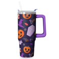 thumbnail image 1 of Halloween Trick or Treat Ghost 30 Oz Tumbler with Handle and Straw, Cute Spooky Cup, Holiday Gift, 1 of 5