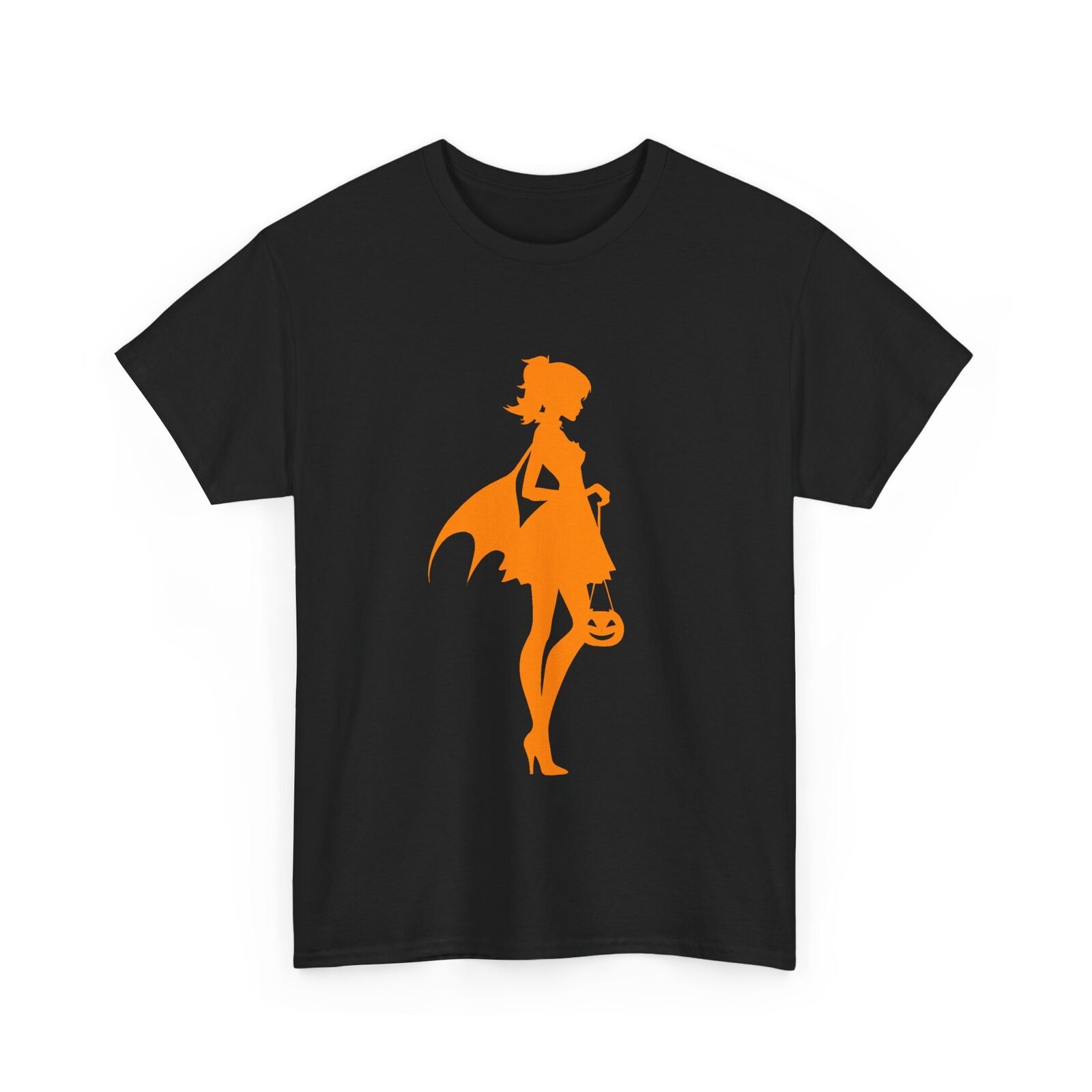 Halloween Trick or Treat Orange Witch Silhouette TShirt For Men