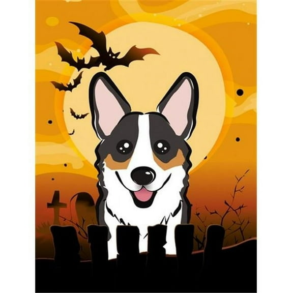 Halloween Tricolor Corgi Flag Canvas House Size
