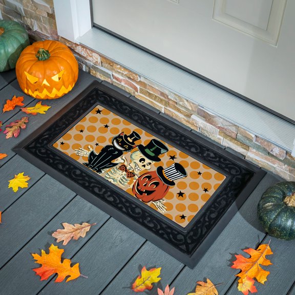 Sassafras Halloween Trio Welcome Front Door Mat Indoor Outdoor 22"x10"