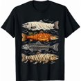 Fishbone Skeleton Image Halloween Trout Fish Ghost Pumpkin Skeleton Mummy T-Shirt - Walmart.com