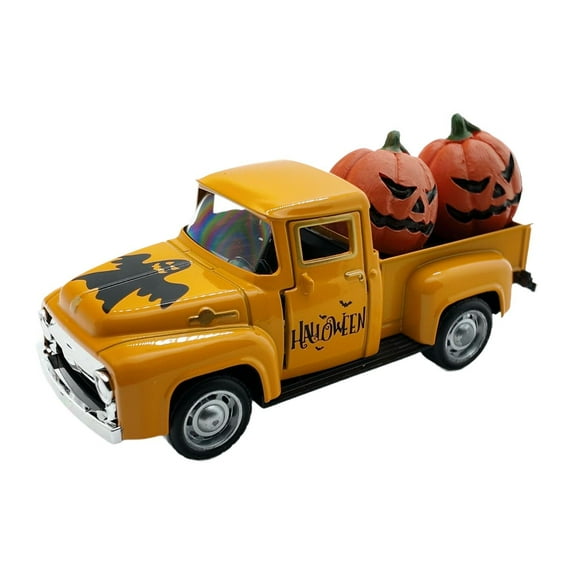 Halloween Truck Model Pumpkin Decor Car Model Vintage Style Alloy for Farmhouse Kitchen Table Decorations
