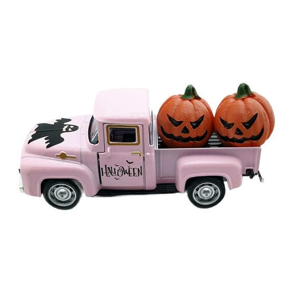 Halloween Truck Model Pumpkin Decor Farmhouse Decoration Vintage Pink Alloy for Tiered Tray Kitchen Centerpiece