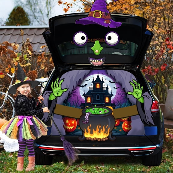 Halloween Trunk Decal Sticker Spooky Holiday Party Car Decor Prop for Trunk Show Tailgate Event Halloween Scene Display Gift