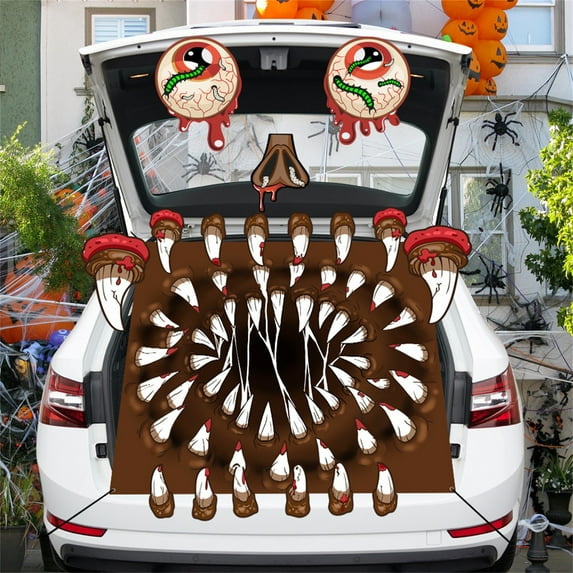 Halloween Trunk or Treat, Large Halloween Car Decorations kit, Monster Face Decor for SUV and Truck Car Sticker, for Garage Door Decor, Party Supplies for Outdoor