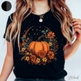 thumbnail image 1 of Halloween Tshirt, Floral Pumpkin T Shirt, Flower Pumpkin Shirt, Botanical Autumn Shirt, Halloween Shirt, Halloween Clothing, Halloween Gifts, 1 of 5