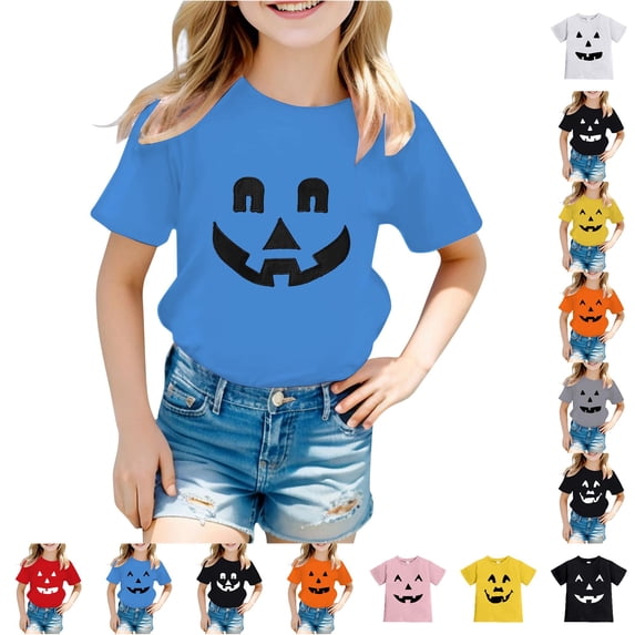 Halloween Tshirts Kids Short Sleeve Graphic T-Shirt Halloween Outfit Shirts 3-4 Years
