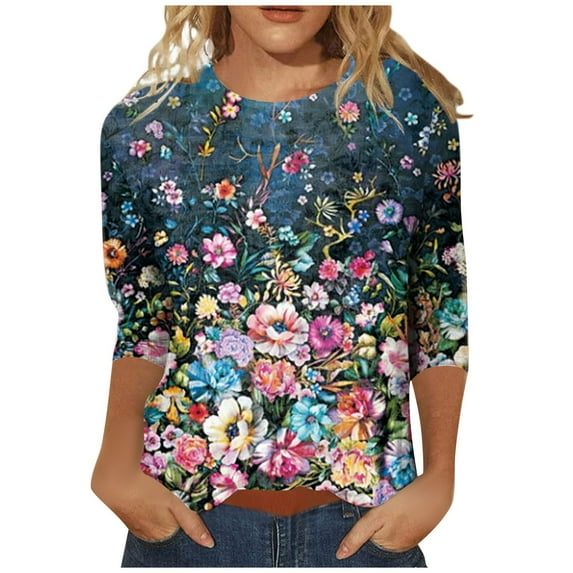 Halloween Tshirts Women Fall Outfits 3/4 Sleeve Shirts for Women Mothers Day Gifts