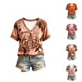 thumbnail image 1 of Halloween Tshirts Women Short Sleeve V Neck Casual Howdy Fall Pumpkin Graphic T Shirt Halloween Tops, 1 of 6