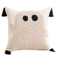 thumbnail image 1 of Halloween Tufted Throw Pillow Cover Assortment, Assorted Ghost Bat Spider Web Pumpkin Patterns Square Tasseled Cushion Sham with Hidden Zipper for Sofa Bed Decor, 1 of 2