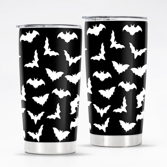 Halloween Tumbler 20oz, Horror Tumbler, Gift for Men Women, Halloween Mug, Halloween Cup, Halloween Decoration (Bats), 6.89 inches x 3.42 inches x 2.87 inches