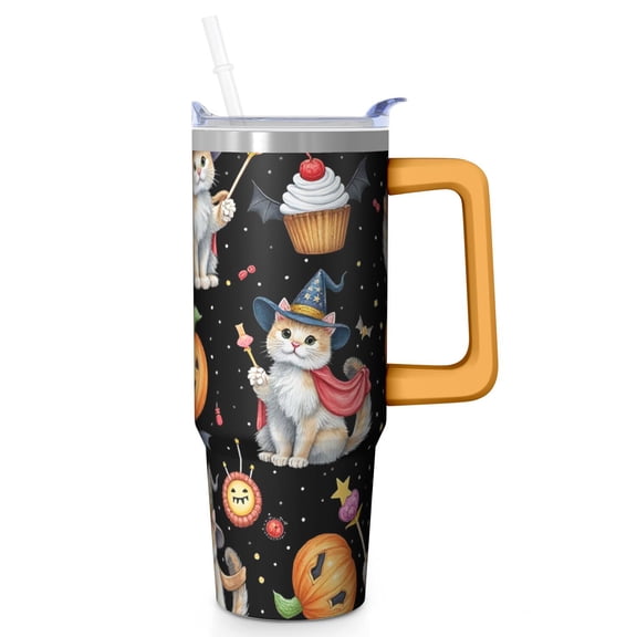 Halloween Tumbler 30 oz with Handle and Straw Ghost Skull Pumpkin Cup Halloween Holiday Gifts Travel Mug