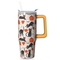 Halloween Tumbler 30 oz with Handle and Straw Spooky Pumpkin Skeleton Ghost Tumbler Halloween Party Gifts Insulated Bottle