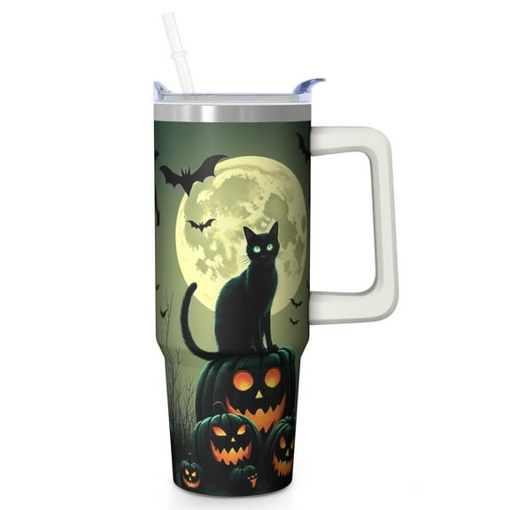Halloween Tumbler 30 oz with Handle and Straw Witch Skull Travel Cup Halloween Party Gifts for Women Insulated Mug