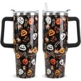 thumbnail image 1 of 40 oz Ghost Face Tumbler - Stainless Steel Insulated Halloween Cup, Leak Proof Coffee Mug & Water Bottle for Fall Thanksgiving - Halloween Decor Gift for Women (1 PCS), 1 of 6
