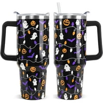 Halloween Tumbler 40 oz Ghost Tumbler Bat Coffee Mugs Pumpkin Leak Proof Cup Stainless Steel Insulated Water Bottle for Halloween Decor Gifts for Women (1PCS)