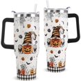 thumbnail image 1 of Halloween Tumbler with Handle 40 oz Gnomes Bats Pumpkin Ghost Coffee Travel Mug Stainless Steel Goth Spider Web Insulated Cups Cute Halloween Decor Gifts, 1 of 6