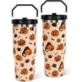 thumbnail image 1 of Halloween Tumbler with Lid and Straw 30oz,Black Cat Pumpkin Bat Vacuum Insulated Leak Proof Fall Tumbler,Goth Cute Spooky Gift Women Kids Teen Girls,Thanksgiving Accessories Stainless Steel Coffee Cup, 1 of 6