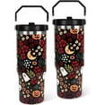 thumbnail image 1 of Halloween Tumbler with Lid and Straw 30oz,Skulls Ghost Pumpkins Flower Vacuum Insulated Leak Proof Tumbler,Goth Cute Spooky Gift Women Kids Teen Girls,Halloween Accessories Stainless Steel Coffee Cup, 1 of 6