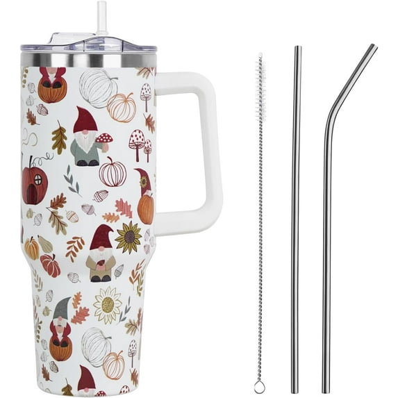 Halloween Tumbler with Lid and Straw 40oz,Gothic Ghosts Cat Vacuum Insulated Leak Proof Tumbler,Goth Spooky Gift Women Girls,Fall Thanksgiving Accessories Stainless Steel Coffee Cup