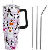 Halloween Tumbler with Lid and Straw 40oz,Gothic Ghosts Dogs Vacuum Insulated Leak Proof Tumbler,Goth Spooky Gift Women Girls,Fall Thanksgiving Accessories Stainless Steel Coffee Cup