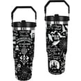 thumbnail image 1 of Halloween Tumbler, Spooky Pumpkin Mug Cup Skull Tumblers with Handle and Straw 30 oz, Halloween Gifts for Friends Family Insulated Water Bottle, 1 of 6