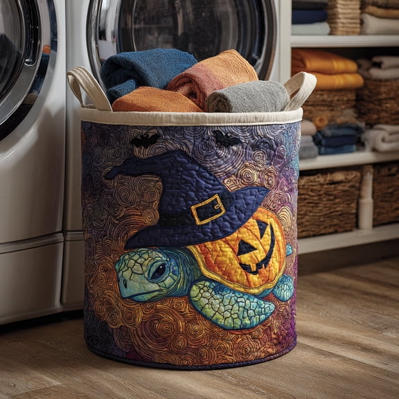 Halloween Turtle Trick Quilted Laundry Basket