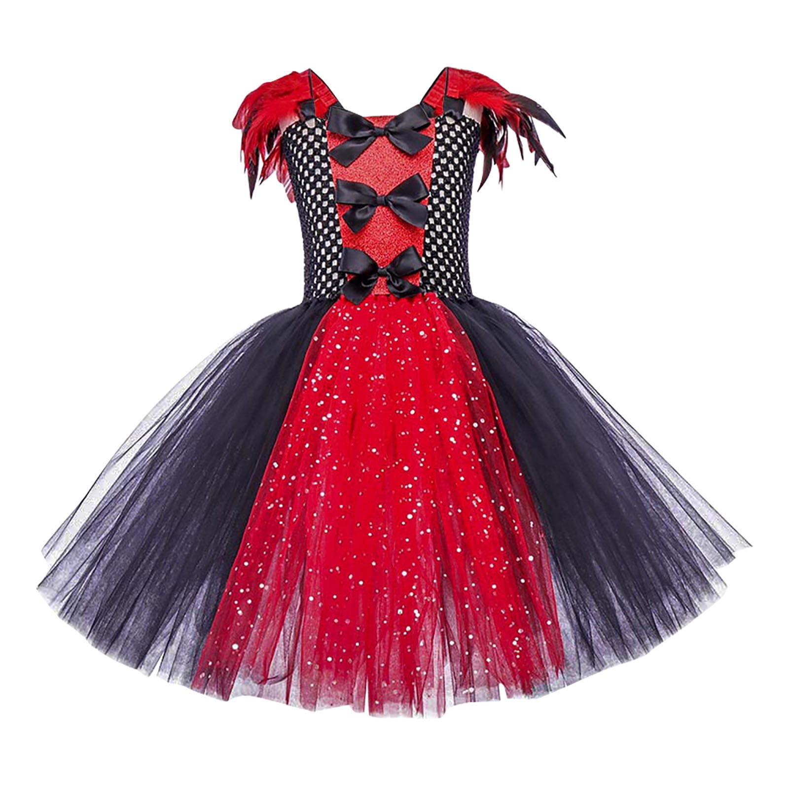 Halloween Tutus Long Dress for Girls Toddler Kids Black & Red Fancy Royalty  Dress Up for Halloween Outfit 2024 Red 7 years - Walmart.com