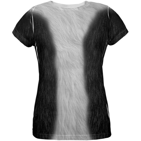 Halloween Tuxedo Black And White Cat Costume All Over Womens T Shirt