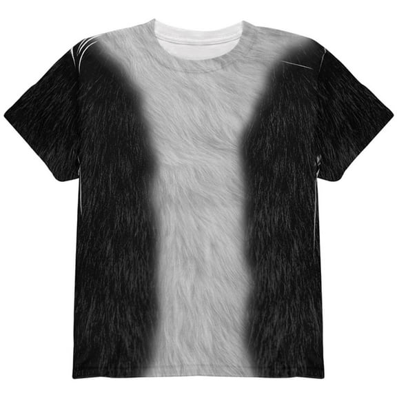 Halloween Tuxedo Black And White Cat Costume All Over Youth T Shirt Multi YLG