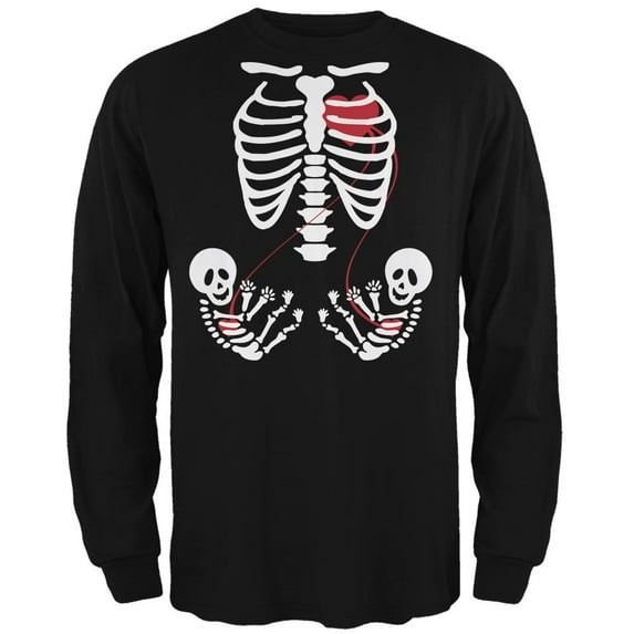 Halloween Twin Baby Skeletons Long Sleeve T-Shirt - Medium