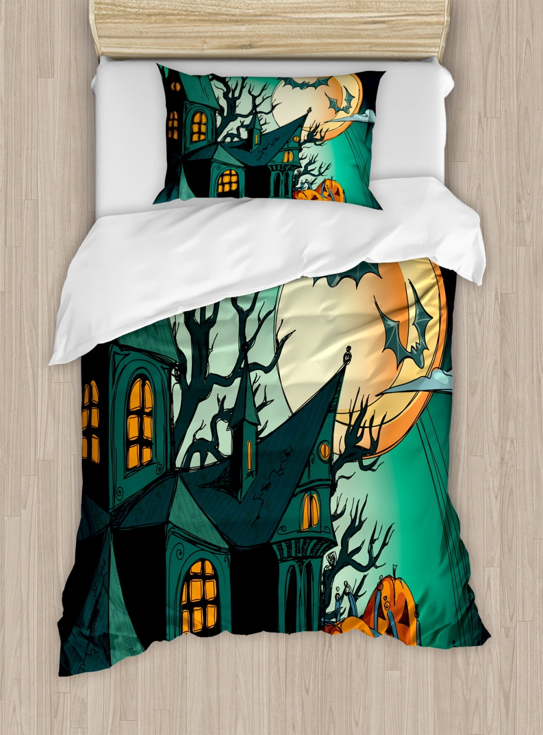 Twin Size Halloween Haunted House Duvet Cover Set