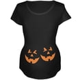 thumbnail image 1 of Halloween Twins Jack-O-Lantern Black Maternity Soft T-Shirt, 1 of 1