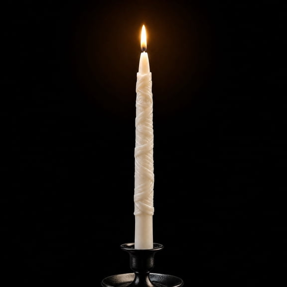 Halloween Twisted Taper Candle,White Embossed Ghost Face Wax Stick,Unscented Dripless Dinner Candle,Gothic Table Mantel Decor,Holiday Party Atmosphere Ornament,8.66in
