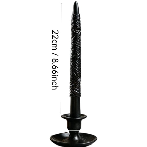 Halloween Twisted Taper Candles, Embossed Ghost Face Long Stick, Candlesticks Black White Unscented Dripless Dinner Candle for Halloween Table Mantel (Black)