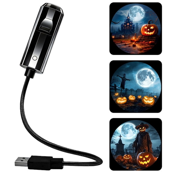 Halloween USB Projector Night Light, 360°Rotation Projector Night Light, Plug and Play HD Projector, Delivers a Halloween Scene Projection for an Immersive Starry Effect