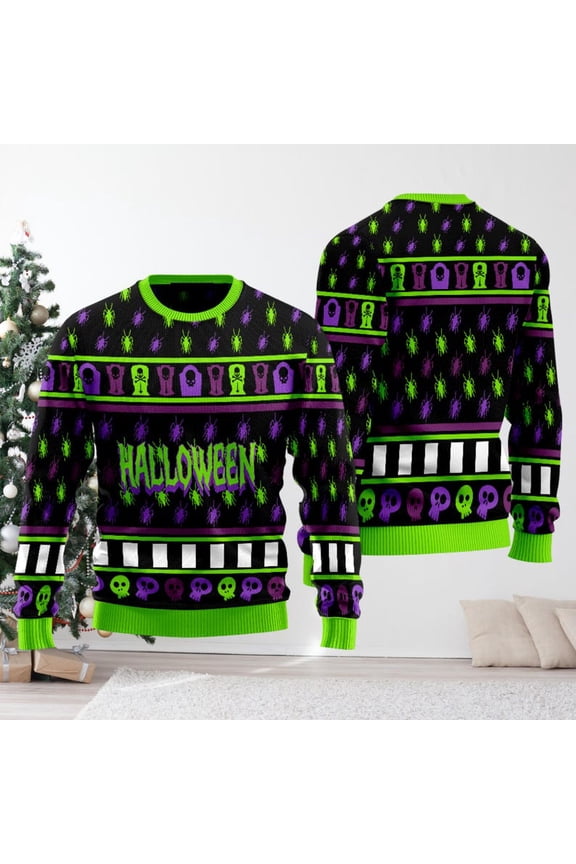 Halloween Ugly Christmas Sweater, Horror Movie Shirt, Creepy Character Sweatshirt, Spooky Season Jumper