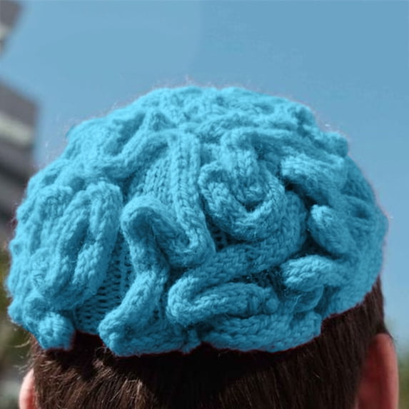 Halloween Under $ 10 Hat Adults Funny Brain Shape Knitting Hat Knit Cap Party Wear Set Blue Hats