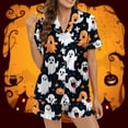 thumbnail image 1 of Halloween Under $ 15 Women Pajama Sets Women Short Sleeve Graphic Print Top and Shorts Home Casual White Pajama, 1 of 5