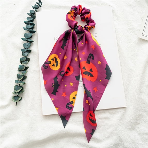 Halloween Under $ 5 Silk Scarves Women Print Headband and Accessory Hair Accessories Set Purple Heardband