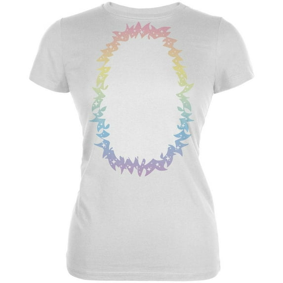 Halloween Unicorn Costume Rainbow Pony Juniors Soft T Shirt White MD