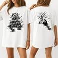 thumbnail image 1 of Halloween Unisex Both Side Print Haunted House and Ghost Tree Graphic Cotton Tee – Gift for Halloween, 1 of 2