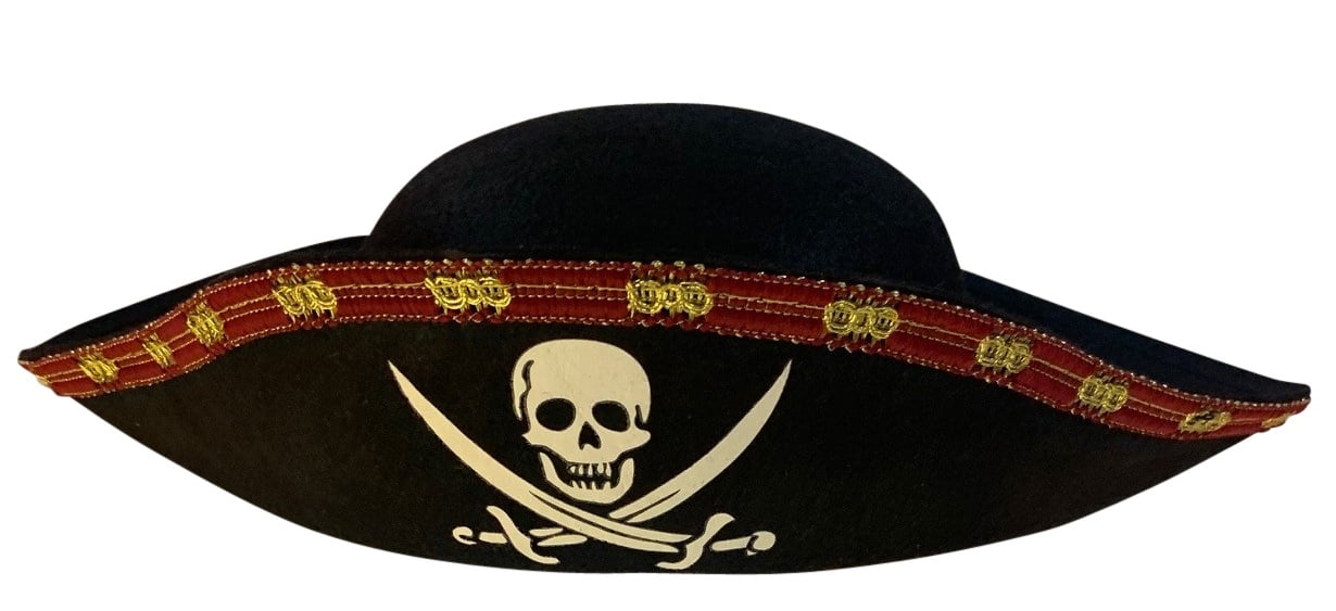 Halloween Unisex Pirate Hat Costume Accessory with Red Trim, by Way to